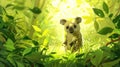 Adorable Baby Cuscus in Lush Jungle Sunlight Royalty Free Stock Photo