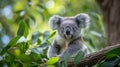 Cute koala in eucalyptus tree, Australia Generative AI Royalty Free Stock Photo