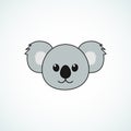 Cute koala face cartoon icon, vector illustration isolated