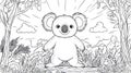 Happy Koala Bear in Australian Forest Coloring Page Outline Royalty Free Stock Photo