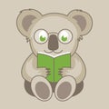 Cute Koala with Glasses Reading a Book