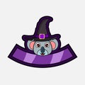 Cute Koala Head Character. For Logo, Icon, badge, emblem and label with Witch Hat.