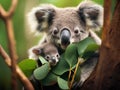 Ai Generated illustration Wildlife Concept of Cute koala Royalty Free Stock Photo