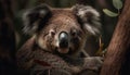 Cute koala, marsupial mammal, endangered species, looking at camera outdoors generated by AI