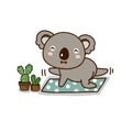 Cute Koala meditating with yoga.Cute cartoon character