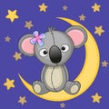 Cute Koala on the moon Royalty Free Stock Photo