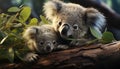 Cute koala sitting on a branch, looking at the camera generated by AI Royalty Free Stock Photo