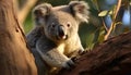 Cute koala sitting on eucalyptus tree, looking at camera generated by AI Royalty Free Stock Photo