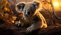 Cute koala sitting on eucalyptus tree, looking at camera generated by AI Royalty Free Stock Photo