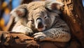 Cute koala sleeping peacefully on eucalyptus tree in nature generated by AI Royalty Free Stock Photo