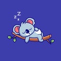 Cute Koala Sleeping On The Tree Cartoon Vector Icon Illustration. Animal Nature Icon Concept Isolated Premium Vector Royalty Free Stock Photo