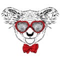 Cute koala. St. Valentine`s Day. Love. Hearts.