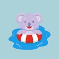 Cute Koala Swimming Summer Cartoon