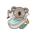 Cute koala take a bath in bathtub.Cute cartoon character