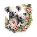 Cute koalas on white background. Generative ai image