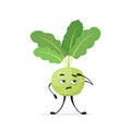 Cute kohlrabi character cartoon mascot vegetable healthy food concept isolated