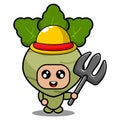 Kohlrabi farmer vegetable mascot costume