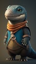 Cute Komodo Dragon Animal Warrior 3D Game Model Generative AI