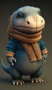 Cute Komodo Dragon Animal Warrior 3D Game Model Generative AI