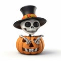 Cute Kwanzaa Jackolantern With Skeleton Hat - 3d Render