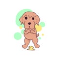 Cute Labrador dog peed or urinated and Sad