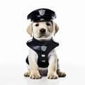 cute labrador puppy in the form of a policeman