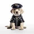 cute labrador puppy in the form of a policeman