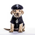 cute labrador puppy in the form of a policeman