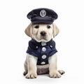 cute labrador puppy in the form of a policeman