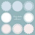 Cute lacy doilies set on floral background.