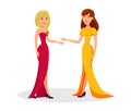 Cute Ladies in Elegant Outfits Cartoon Characters