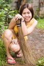 Cute Lady with Broom Royalty Free Stock Photo