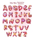 Cute Lady Bug and Flowers Decorative Alphabets