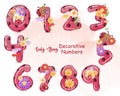 Cute Lady Bug and Flowers Decorative Numbers