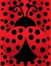 Cute Lady Bug on Polka Dot Background