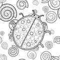 Cute ladybird adult coloring book page. Royalty Free Stock Photo