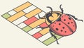 Cute ladybug: adorable insect on geometric tile pattern, playful design vector design Generative AI Royalty Free Stock Photo