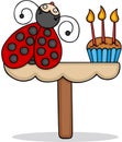 Cute ladybug with birthday cake Royalty Free Stock Photo