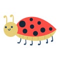 Cute ladybug cartoon red insect nature bug isolated beetle hand drawn vector illustration. Royalty Free Stock Photo