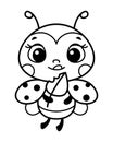 Cute Ladybug Coloring Page Cartoon Vector Illustration