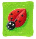 Cute ladybug on the green background