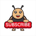 cute ladybug mascot with subscribe writing