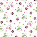 Cute Ladybug Seamless Pattern Background Vector Illustration