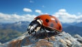 A cute ladybug sits on a green grass, exploring nature generated by AI Royalty Free Stock Photo