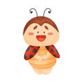 Cute ladybug is standing. Vector illustration on a white background. Royalty Free Stock Photo