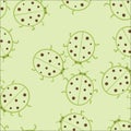 Cute ladybugs green and brown seamless pattern Royalty Free Stock Photo