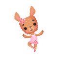 Cute Lama in Ballerina Dress and Flower on Head Dancing Vector Illustration Royalty Free Stock Photo