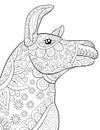 Adult coloring book,page a cute lama,blade image for relaxing.