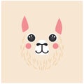 Cute lama portrait square smiley head cartoon round shape alpaca avatar animal face, isolated vector icon illustration Royalty Free Stock Photo