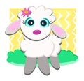 Cute Lamb with Flower